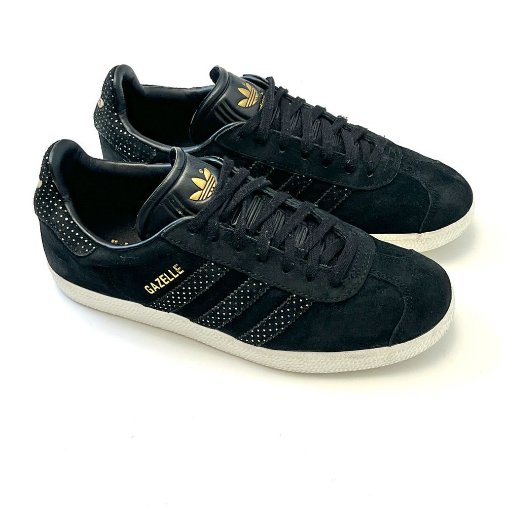 Adidas Gazelle Black Gold Womens Sneakers Size 7